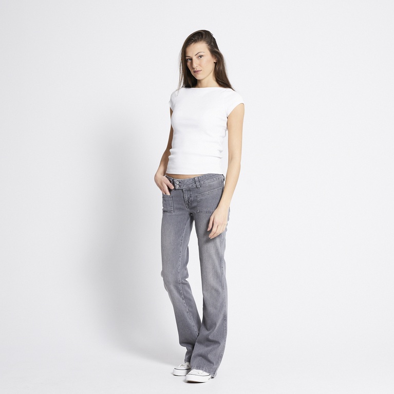 Patch pocket bootcut jeans "Paris Patch"